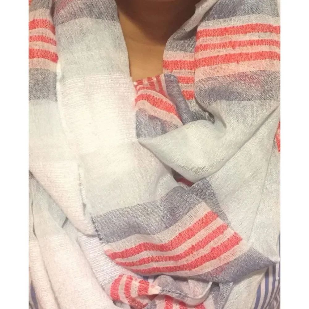 Womens Indicolors Boutique Lightweight Coral & Chambray Infinity Summer Scarf